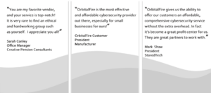 OrbitalFire Cybsersecurity Customer and Partner Testimonials